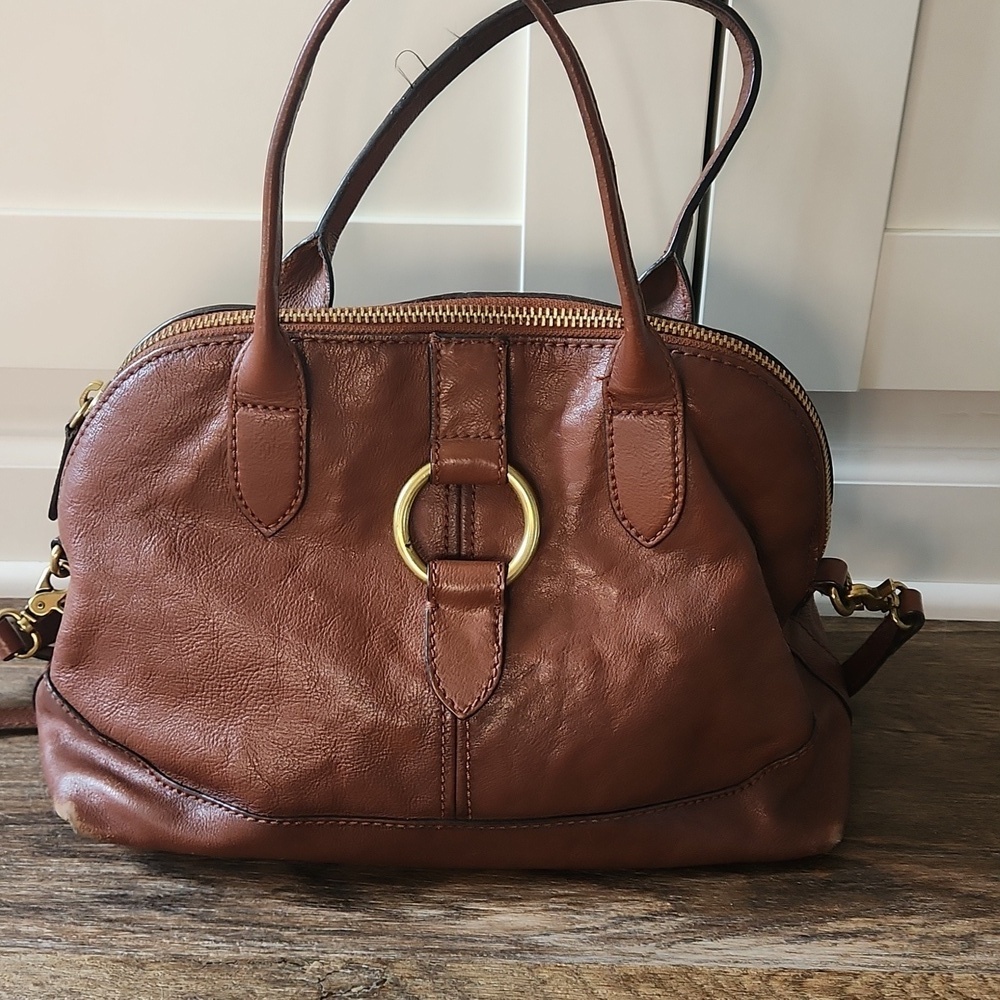 Frye Dome Brown Leather Bag With Adjustable Crossbody Strap - Picture 7 of 11